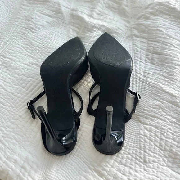 Zara Black Pointed Toe Heels - Picture 5 of 7